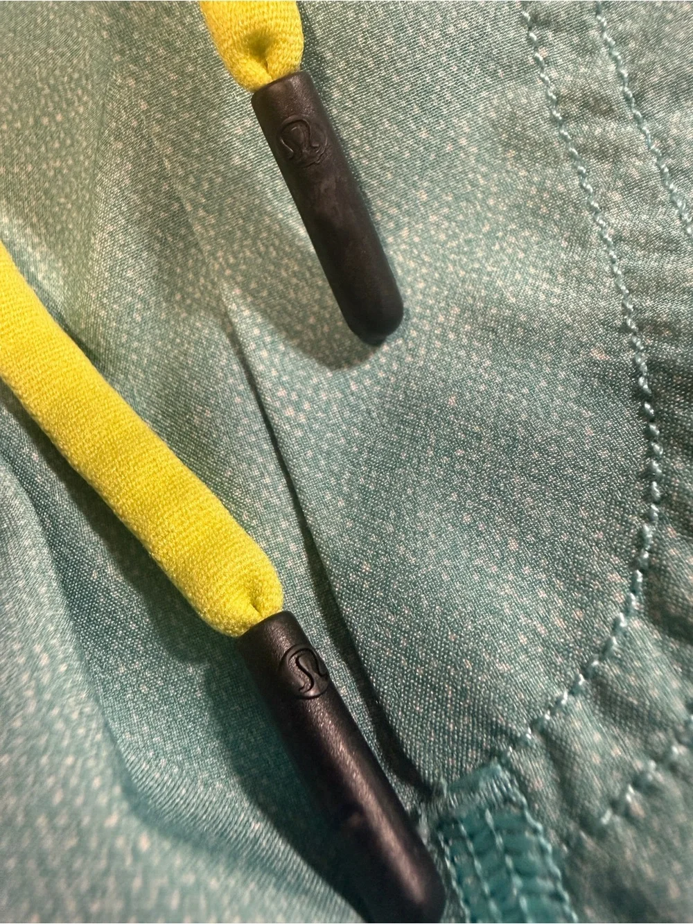 lululemon athletica Teal Athletic Shorts with Yellow Drawcord
